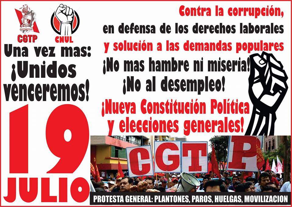 19 de julio: Gran Jornada Nacional de Lucha del pueblo peruano