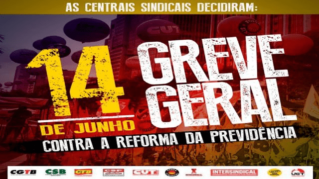 Centrales brasileñas van a huelga general el 14 de junio