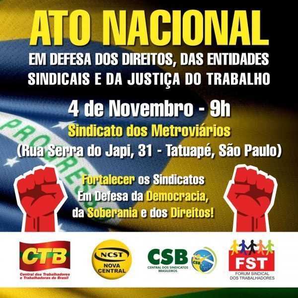 Convocan a un Acto en defensa de los derechos sociales y sindicales en San Pablo
