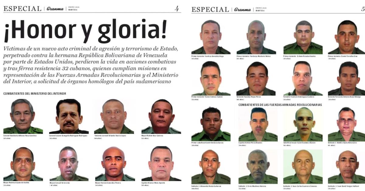 Servidores públicos honran a 32 cubanos caídos en ataque de EE.UU. a Venezuela