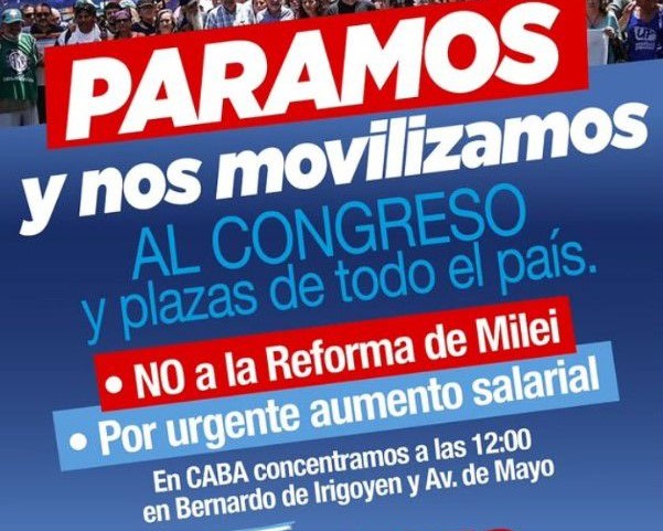 19F: Paro nacional y movilización contra la Reforma Laboral en Argentina