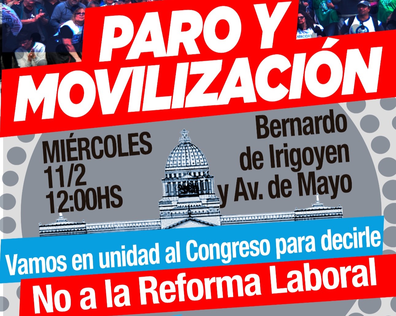 11F: Paro y movilización contra la Reforma Laboral en Argentina